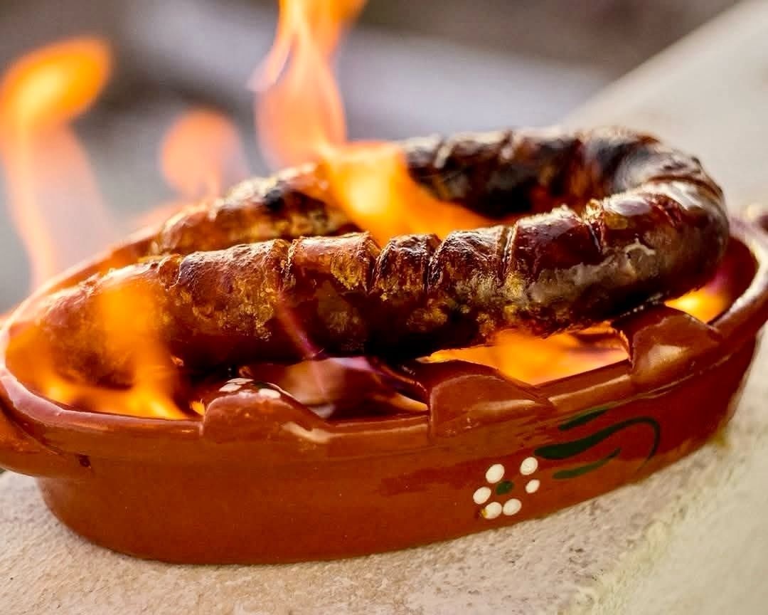 Chouriço à Bombeiro — flaming sausage appetizer